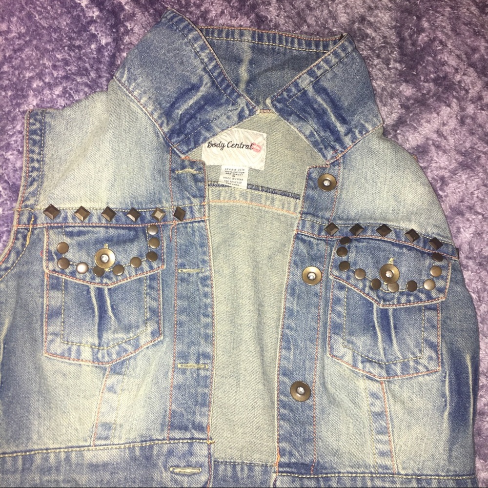 Y2K Body Central denim stud jean crop jacket Distressed